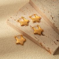 1 Pair Simple Style Star Plating 304 Stainless Steel 14K Gold Plated Earrings main image 4