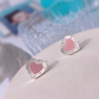 1 Pair Simple Style Heart Shape Titanium Steel Ear Studs main image 6