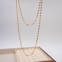 304 Stainless Steel Titanium Steel Gold Plated Simple Style Plating Solid Color Double Layer Necklaces main image 4
