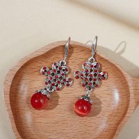 1 Pair Retro Flower Alloy Inlay Rhinestones Opal Women's Drop Earrings sku image 15