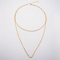 304 Stainless Steel Titanium Steel Gold Plated Simple Style Plating Solid Color Double Layer Necklaces sku image 1