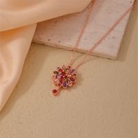 Style Simple Style Classique Fleur Le Cuivre Zircon Plaqué Or Rose Anneaux Collier main image 5