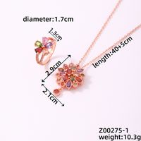 Simple Style Classic Style Flower Copper Zircon Rose Gold Plated Rings Necklace sku image 1