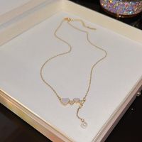 Titanium Steel Modern Style Simple Style Inlay Heart Shape Pearl Zircon Pendant Necklace main image 1