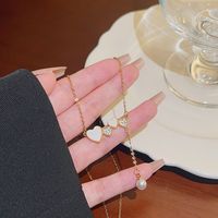 Titan Stahl Moderner Stil Einfacher Stil Inlay Herzform Perle Zirkon Halskette Mit Anhänger main image 4