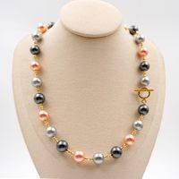Elegant Glam Geometric 304 Stainless Steel Imitation Pearl Copper Toggle Beaded Plating Gold Plated Women's Necklace main image 1