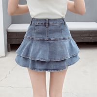 Summer Spring Casual Simple Style Solid Color Polyester Above Knee Skirts main image 2
