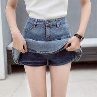 Summer Spring Casual Simple Style Solid Color Polyester Above Knee Skirts main image 3