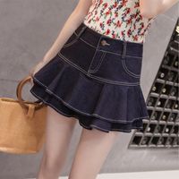 Summer Spring Casual Simple Style Solid Color Polyester Above Knee Skirts main image 5