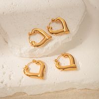 1 Pair Elegant Romantic Heart Shape Plating 304 Stainless Steel 14K Gold Plated Earrings main image 5