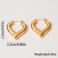 1 Pair Elegant Romantic Heart Shape Plating 304 Stainless Steel 14K Gold Plated Earrings sku image 1