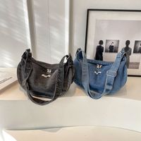 Women's Denim Solid Color Classic Style Square Zipper Shoulder Bag main image 10