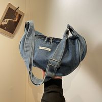 Women's Denim Solid Color Classic Style Square Zipper Shoulder Bag main image 2