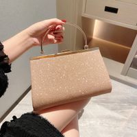 Gold Silver Black Polyester Solid Color Rhinestone Square Evening Bags main image 3