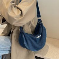 Women's Denim Solid Color Classic Style Square Zipper Shoulder Bag main image 5