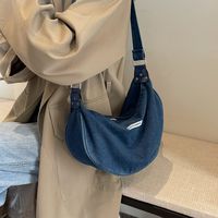 Women's Denim Solid Color Classic Style Square Zipper Shoulder Bag main image 6