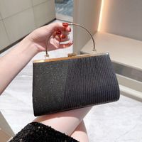 Gold Silver Black Polyester Solid Color Rhinestone Square Evening Bags main image 7