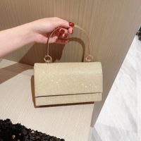 Gold Silver Polyester Solid Color Rhinestone Square Evening Bags main image 3