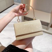 Gold Silver Polyester Solid Color Rhinestone Square Evening Bags main image 1