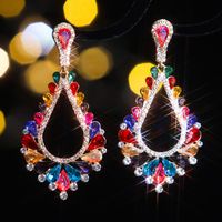 1 Pair Elegant Luxurious Geometric Plating Inlay Alloy Rhinestones Zircon Silver Plated Drop Earrings main image 4