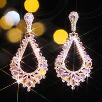 1 Pair Elegant Luxurious Geometric Plating Inlay Alloy Rhinestones Zircon Silver Plated Drop Earrings main image 5