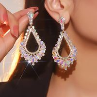 1 Pair Elegant Luxurious Geometric Plating Inlay Alloy Rhinestones Zircon Silver Plated Drop Earrings main image 1