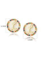 1 Pair Simple Style Letter Plating Inlay Copper Zircon 18k Gold Plated Ear Studs main image 4