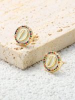 1 Pair Simple Style Letter Plating Inlay Copper Zircon 18k Gold Plated Ear Studs main image 6