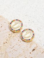 1 Pair Simple Style Letter Plating Inlay Copper Zircon 18k Gold Plated Ear Studs main image 7