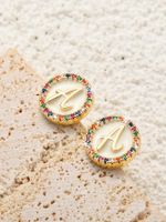 1 Pair Simple Style Letter Plating Inlay Copper Zircon 18k Gold Plated Ear Studs main image 5