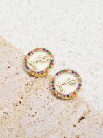 1 Pair Simple Style Letter Plating Inlay Copper Zircon 18k Gold Plated Ear Studs main image 9