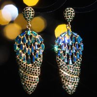 1 Pair Luxurious Shiny Geometric Plating Inlay Alloy Rhinestones Zircon Silver Plated Drop Earrings sku image 2