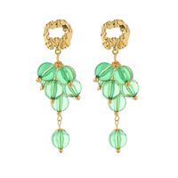 1 Pair Simple Style Ball Alloy Resin Gold Plated Drop Earrings sku image 2