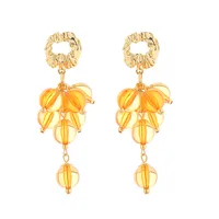 1 Pair Simple Style Ball Alloy Resin Gold Plated Drop Earrings sku image 4