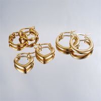 1 Pair Casual Simple Style Geometric Irregular 304 Stainless Steel K Gold Plated Hoop Earrings main image 6