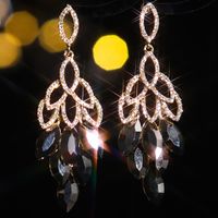 1 Pair Elegant Luxurious Geometric Plating Inlay Alloy Rhinestones Zircon Silver Plated Drop Earrings sku image 2