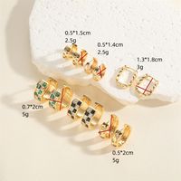 1 Pair Simple Style Round Copper Zircon 14k Gold Plated Hoop Earrings main image 2