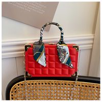 Women's Small Pu Leather Color Block Vintage Style Square Lock Clasp Handbag sku image 5