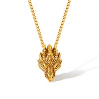 Retro Dragon Stainless Steel Plating Men's Pendant Necklace sku image 2