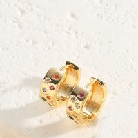 1 Pair Simple Style Round Copper Zircon 14k Gold Plated Hoop Earrings sku image 3