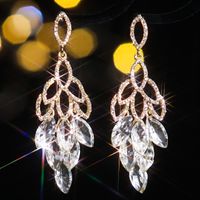 1 Pair Elegant Luxurious Geometric Plating Inlay Alloy Rhinestones Zircon Silver Plated Drop Earrings sku image 9