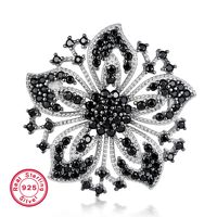 Elegant Glam Blume Sterling Silber Künstliche Edelsteine Künstlicher Diamant Unisex Broschen 1 Stück sku image 1