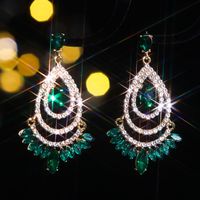 1 Pair Elegant Luxurious Geometric Plating Inlay Alloy Rhinestones Zircon Silver Plated Drop Earrings sku image 2