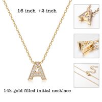 Simple Style Letter Copper Plating Inlay Zircon 14k Gold Plated Pendant Necklace main image 2
