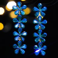 1 Par Elegante Lujoso Flor Enchapado Embutido Aleación Diamantes De Imitación Circón Plateado Pendientes De Gota main image 9