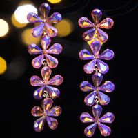 1 Par Elegante Lujoso Flor Enchapado Embutido Aleación Diamantes De Imitación Circón Plateado Pendientes De Gota sku image 3