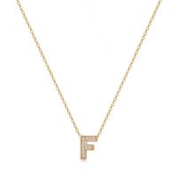 Simple Style Letter Copper Plating Inlay Zircon 14k Gold Plated Pendant Necklace sku image 1