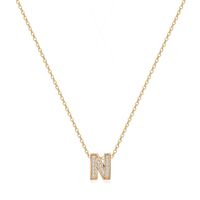 Simple Style Letter Copper Plating Inlay Zircon 14k Gold Plated Pendant Necklace sku image 4