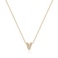 Simple Style Letter Copper Plating Inlay Zircon 14k Gold Plated Pendant Necklace sku image 9