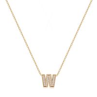 Simple Style Letter Copper Plating Inlay Zircon 14k Gold Plated Pendant Necklace sku image 10